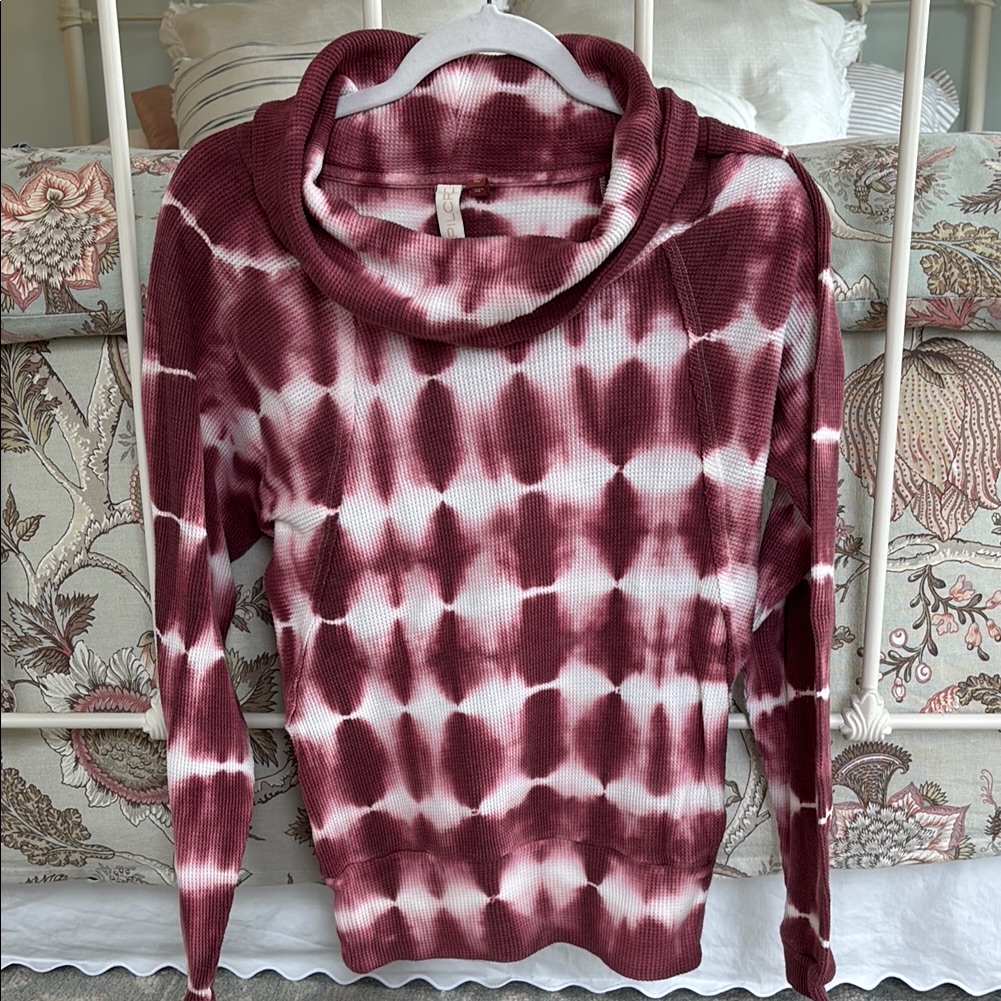 Pilcro For Anthropologie, Tie-Dye Cowl Neck Sweater - Burgundy And White, Size S